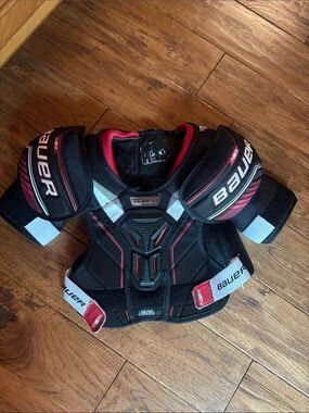 Bauer Black Shoulder Pads with Red Accents